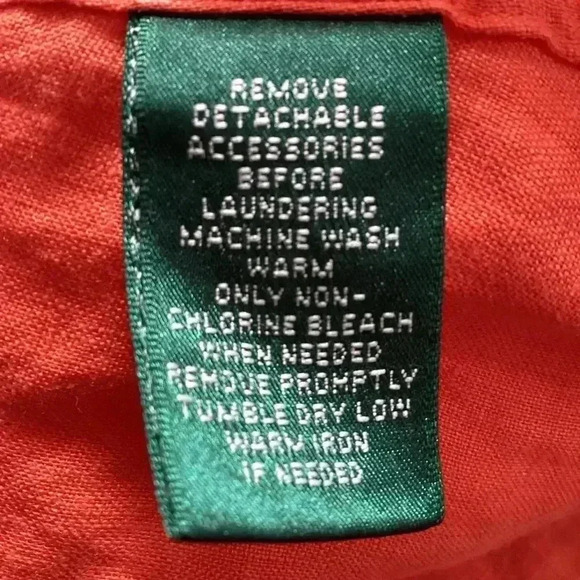 Lauren Ralph Lauren Orange 100% Linen 3/4 Sleeve Casual Button Up Shirt Size 1X - Picture 11 of 11